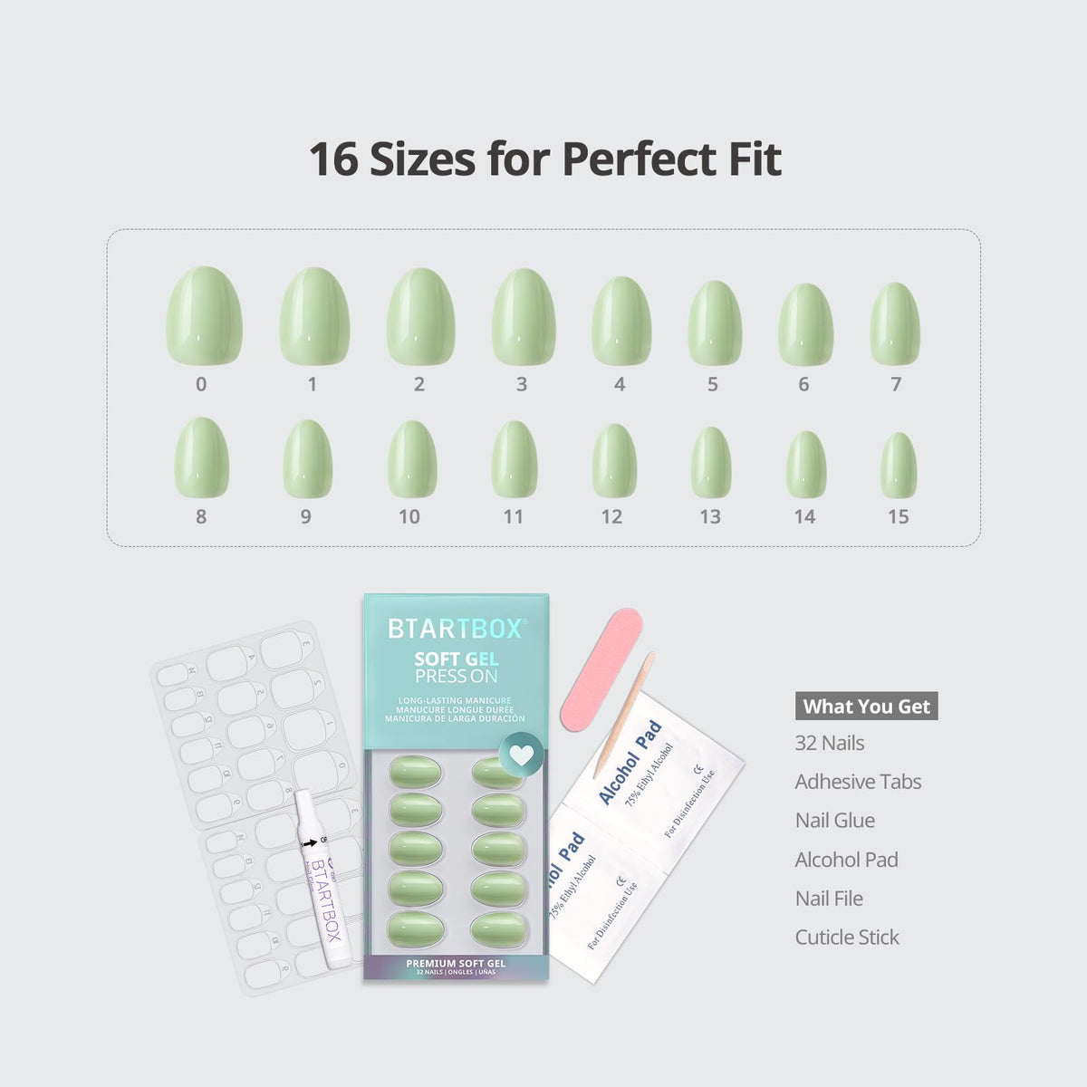 BTArtbox kit contents with glue, tabs, file and prep pads for easy application