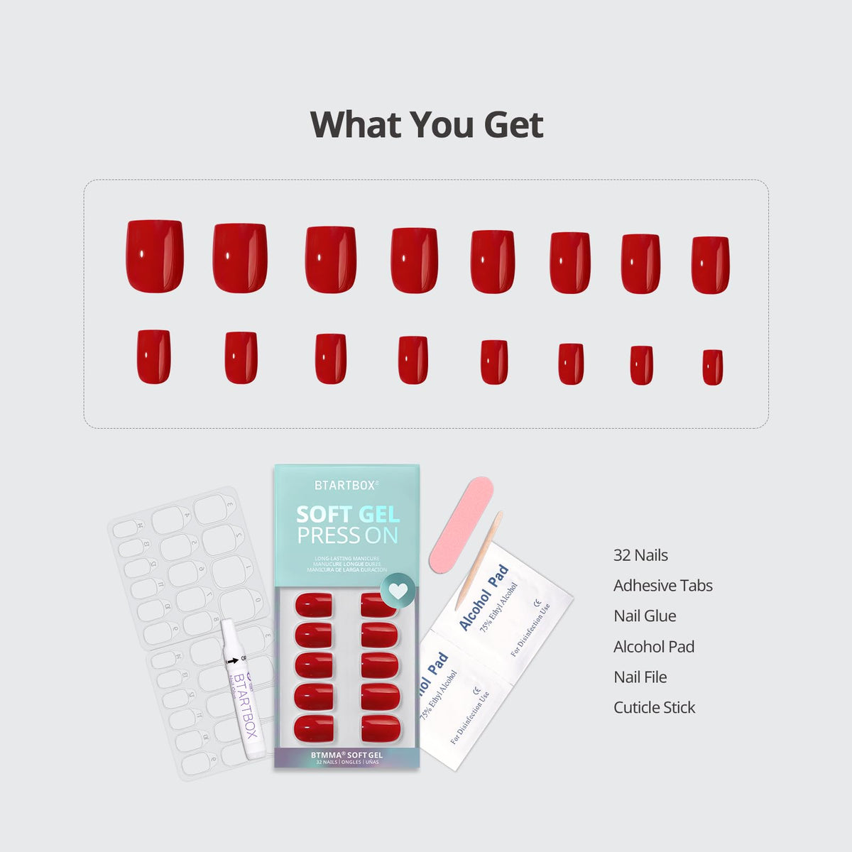 BTArtbox included tools display with glue and adhesive tabs for complete application