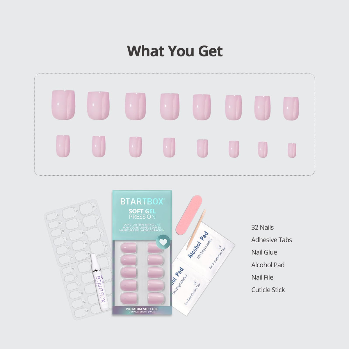 BTArtbox kit contents including glue tabs file and tools for complete at-home application