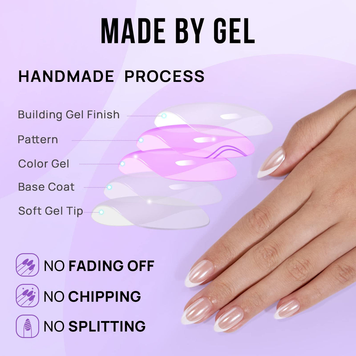 BTArtbox nails applied on natural hands demonstrating realistic almond shape