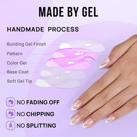 BTArtbox nails applied on natural hands demonstrating realistic almond shape