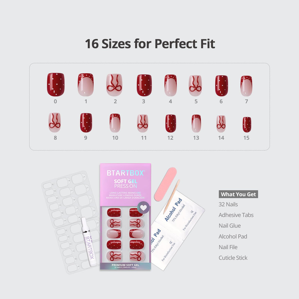 BTArtbox open kit with glue, tabs, file, stick, and 32 nails included