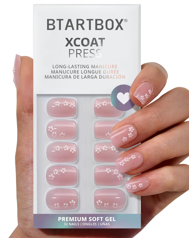 BTArtbox front packaging showing Petalfall short pink nails and included tools
