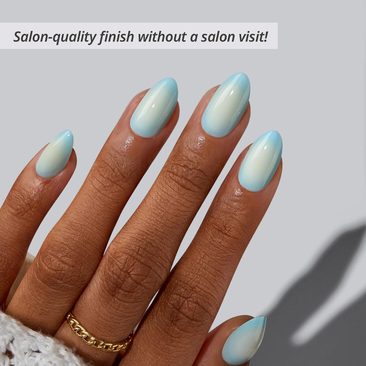 BTArtbox close-up of blue to white ombre gradient highlighting smooth color blend and polish-free finish