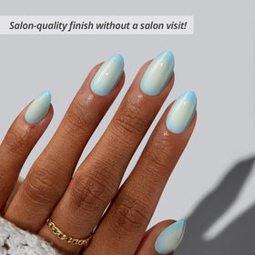 BTArtbox close-up of blue to white ombre gradient highlighting smooth color blend and polish-free finish