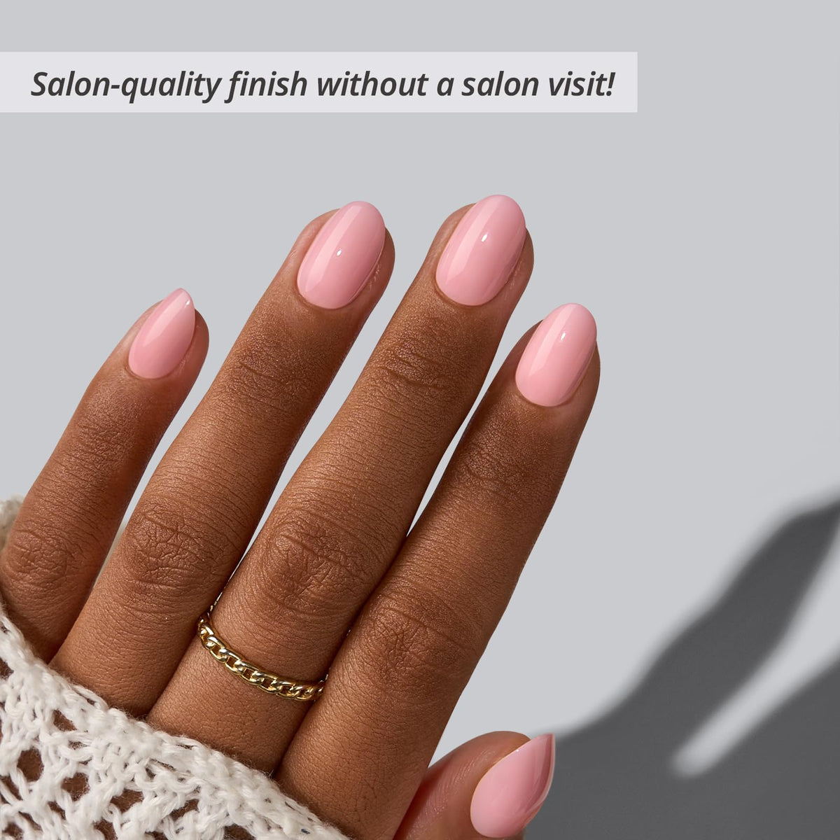 BTArtbox close-up texture of almond nail surface showing flexible BTMMA material for natural movement