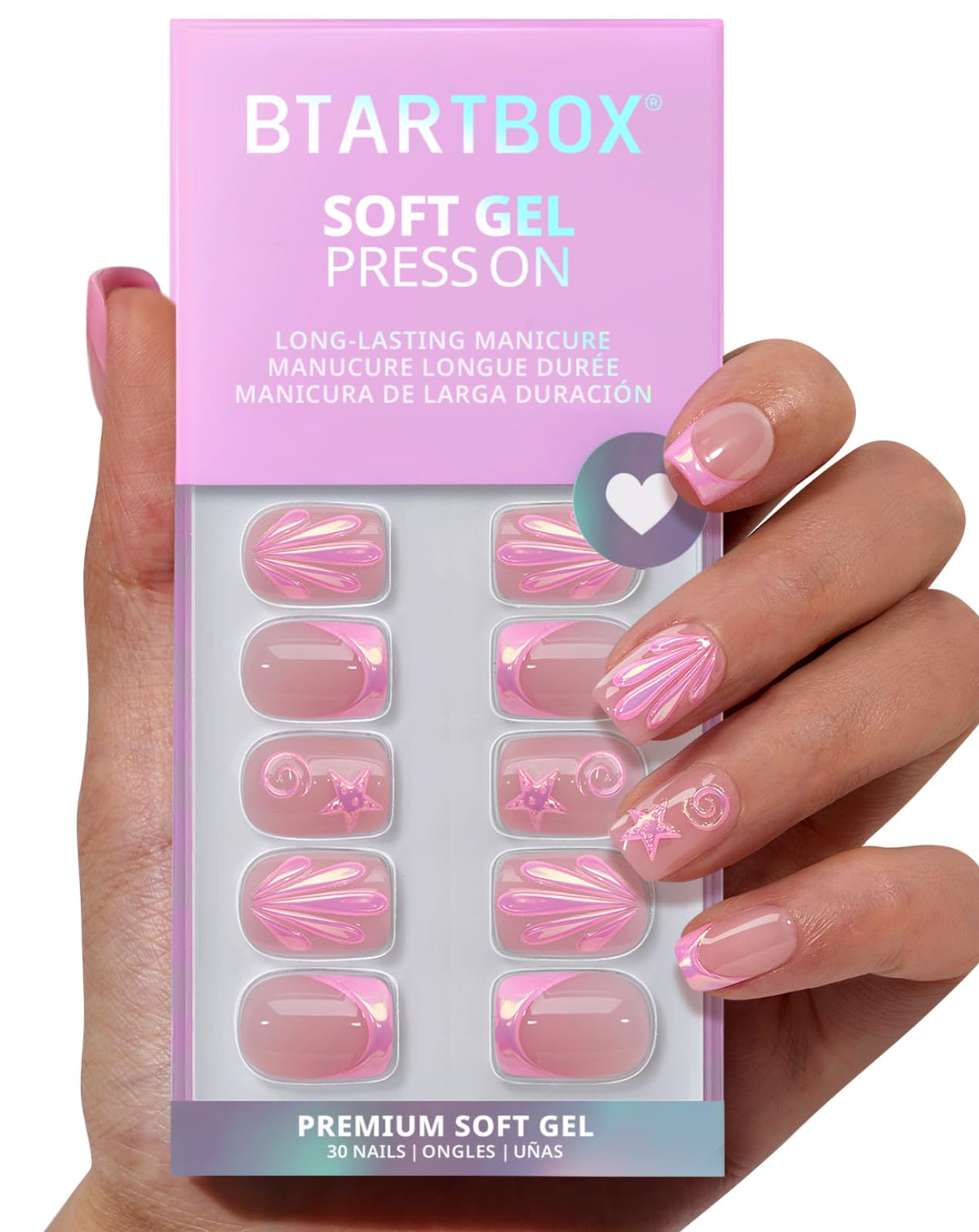 BTArtbox nails in hand during application demonstrating easy glue or tab benefit