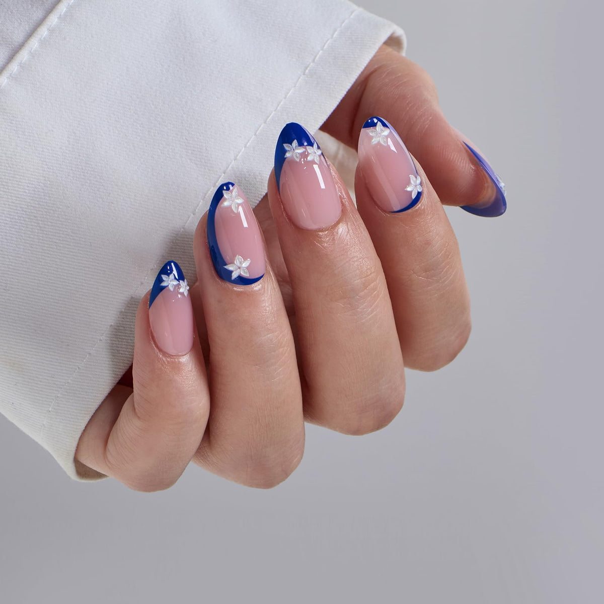 BTArtbox side profile of short almond nails showing natural curve and comfort