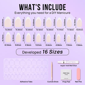 BTArtbox size chart layout with 16 sizes for a precise, custom fit