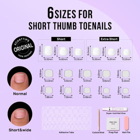 BTArtbox layout showing 16 sizes of toenails offering a precise size match