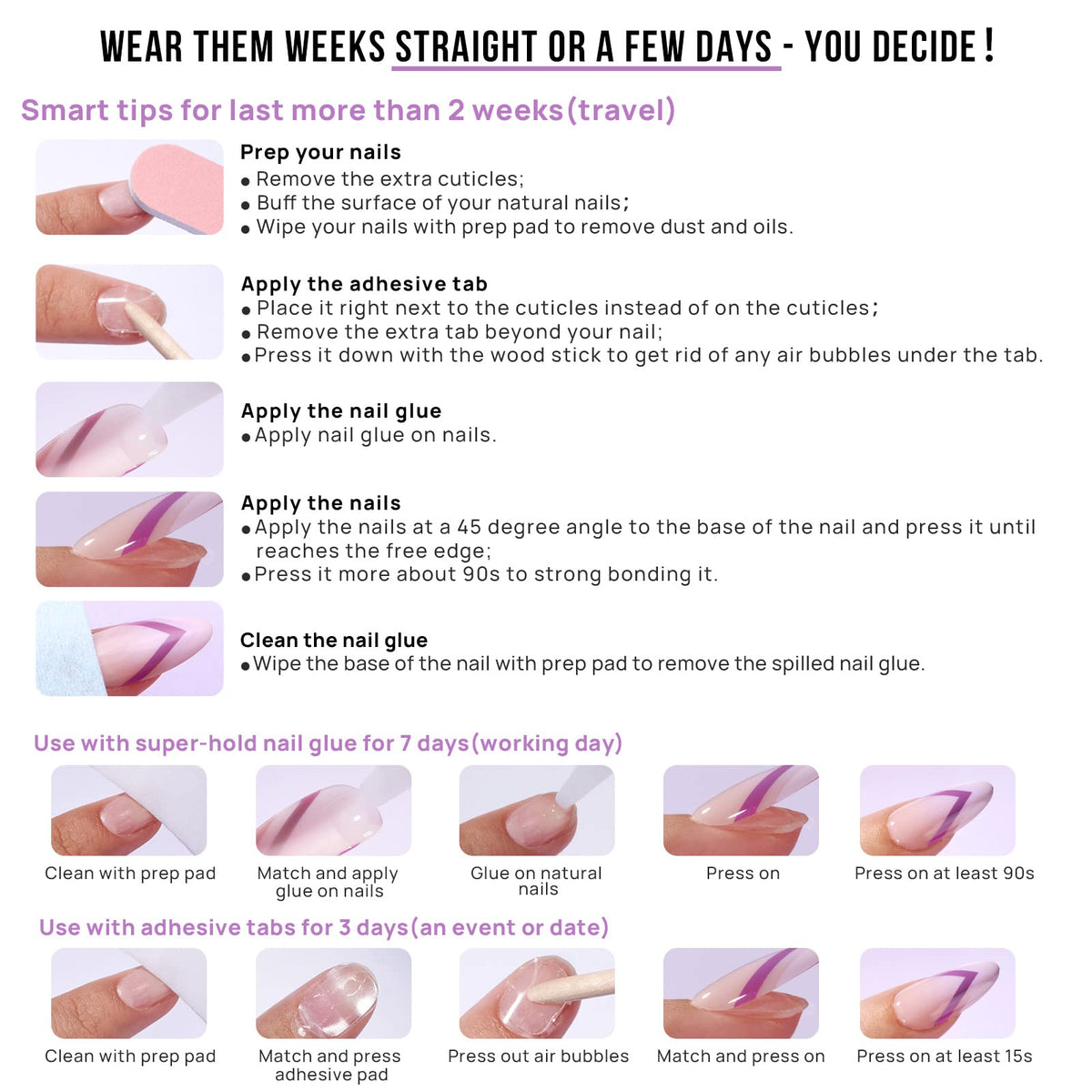 BTArtbox layout of 16 nail sizes for a customized, precise fit on every finger