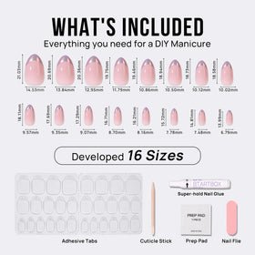 BTArtbox layout of 16 nail sizes offering customized fit options