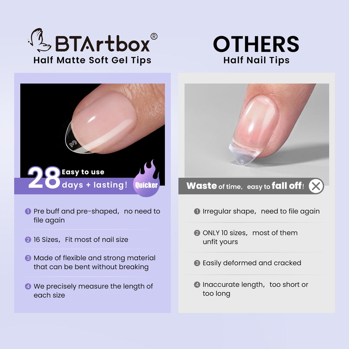 BTArtbox finished short almond nails on hand showing natural, wearable style