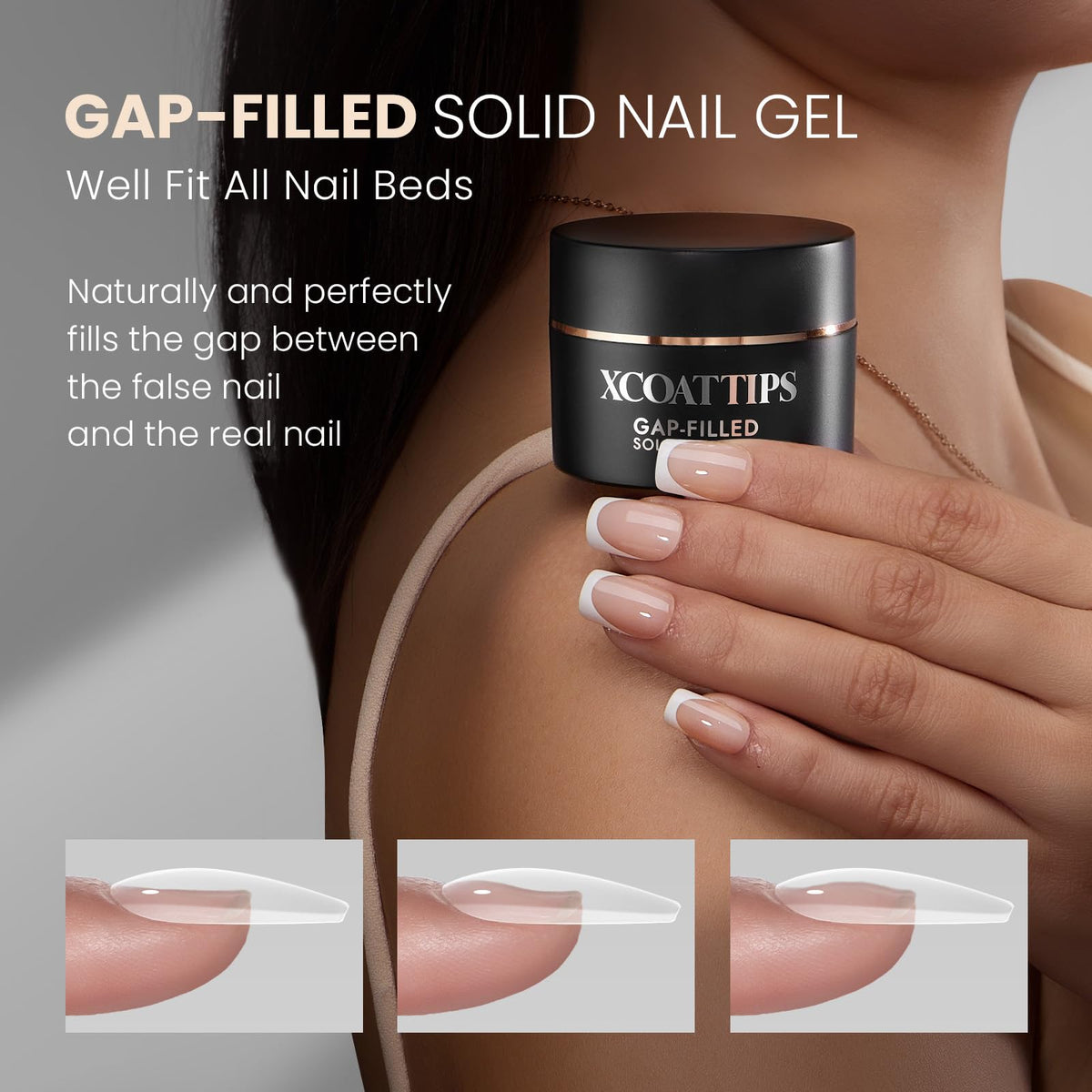BTArtboxnails gel being applied to a press-on tip for easy repositioning benefit