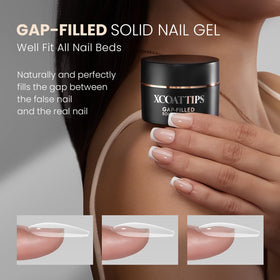 BTArtboxnails gel being applied to a press-on tip for easy repositioning benefit