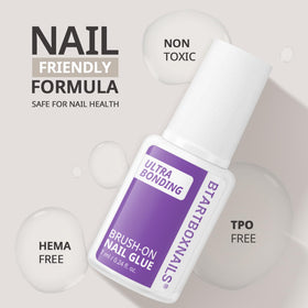 BTArtboxnails brush applicator close-up enabling precise glue placement
