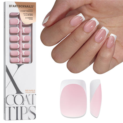 BTArtboxnails front box showing 160-piece French tip kit and quick setup benefit