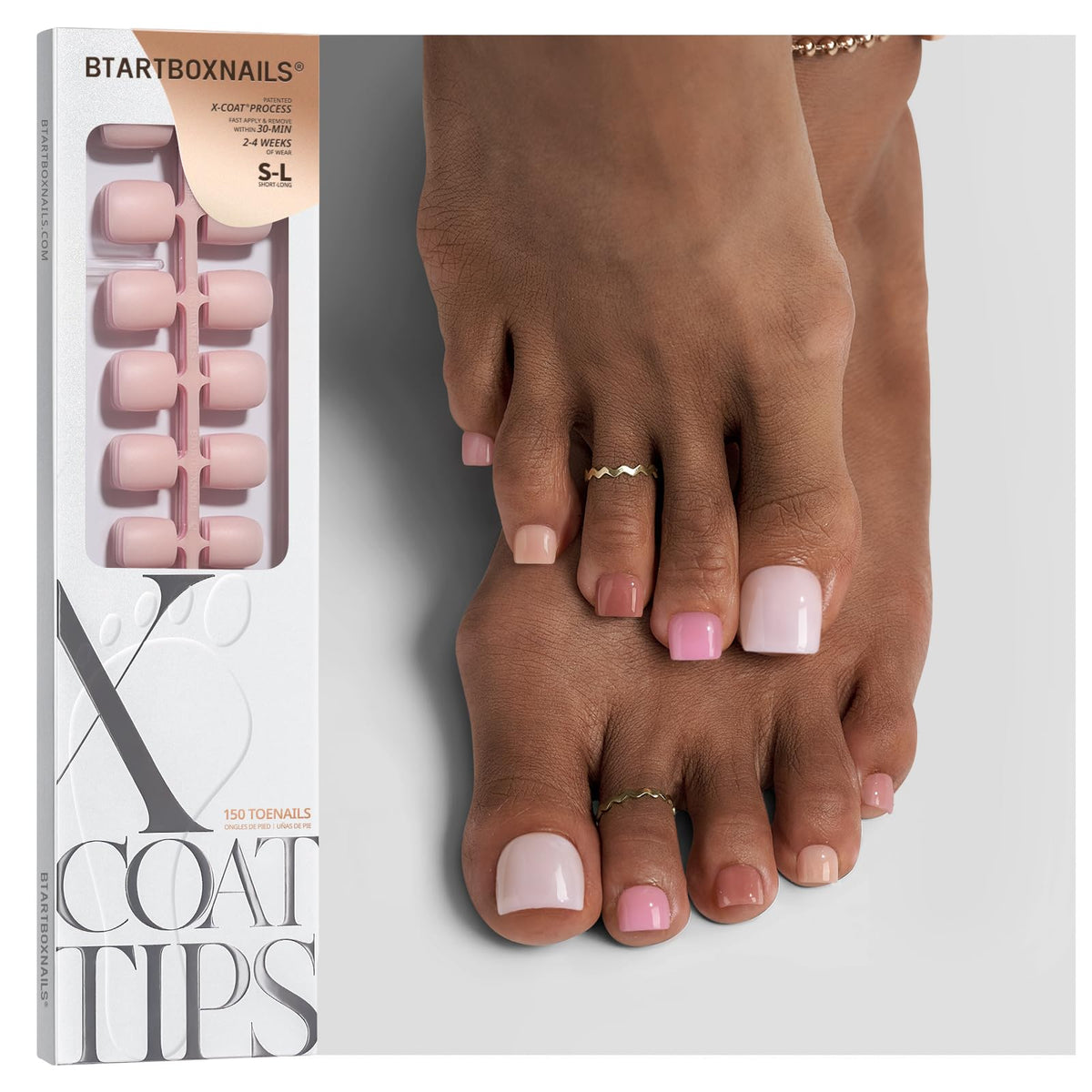 BTArtboxnails front packaging showing 150-piece set and branding, convenient storage benefit