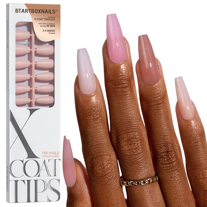 BTArtboxnails front packaging showing five nude shades and contents for convenience