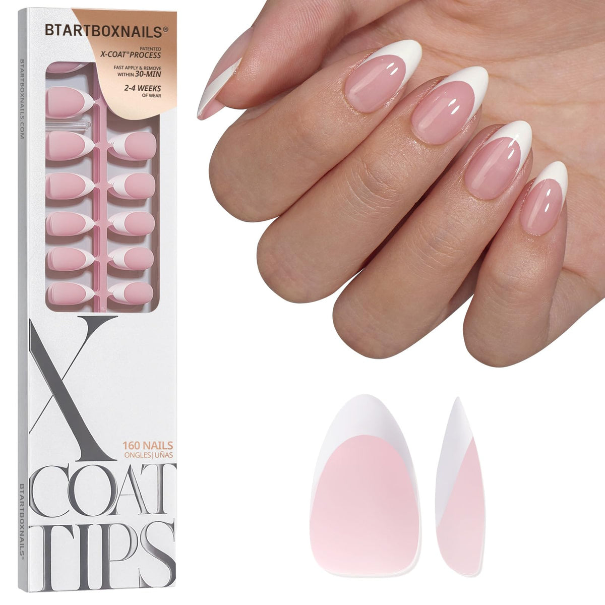 BTArtboxnails front packaging showing ready-to-apply French gel tips and benefits