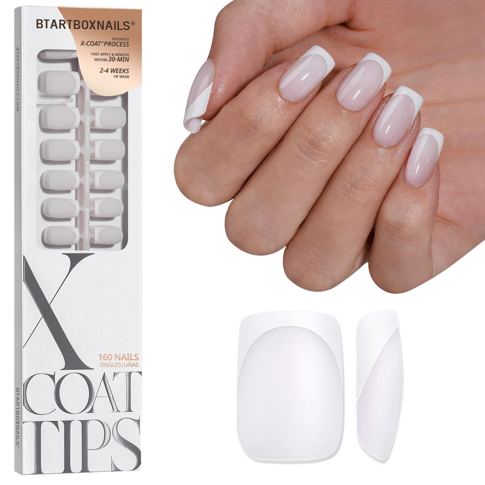 BTArtboxnails front packaging showing 160-piece French tip kit and quick setup benefit