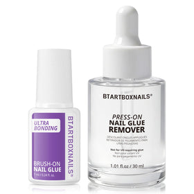 BTArtboxnails front packaging showing glue and remover, professional at-home finish