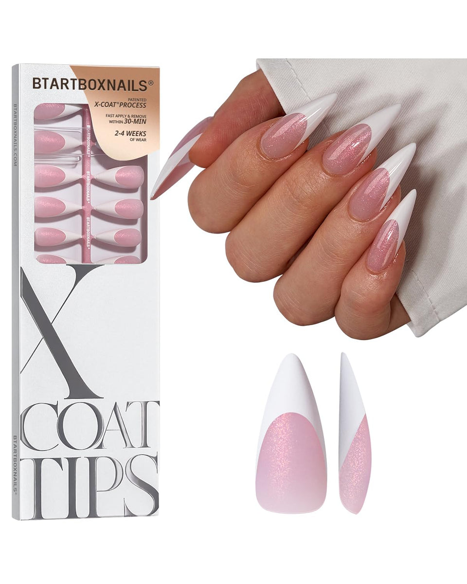 BTArtboxnails kit front packaging showing 96-piece stiletto French set and easy application