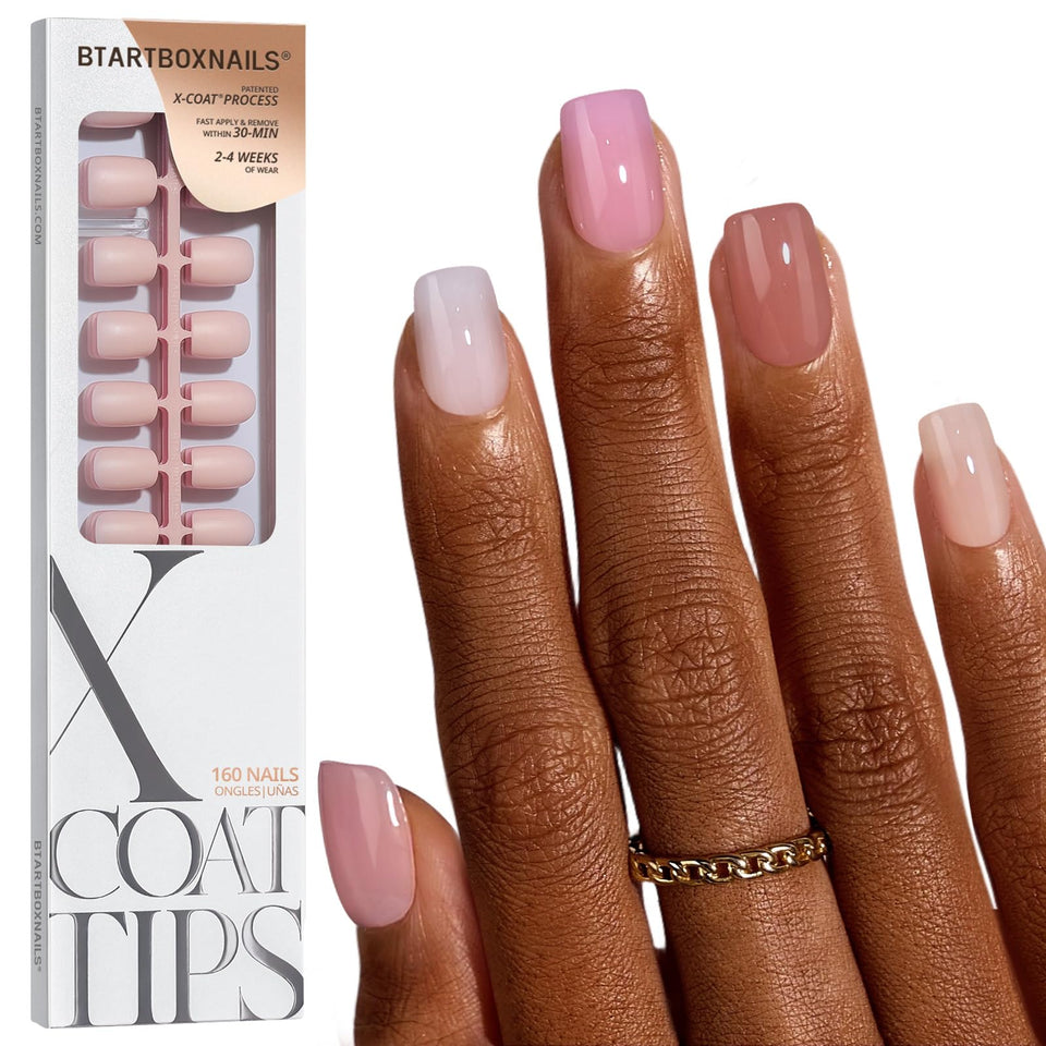 BTArtboxnails front packaging showing XCOATTIPS set and value at home