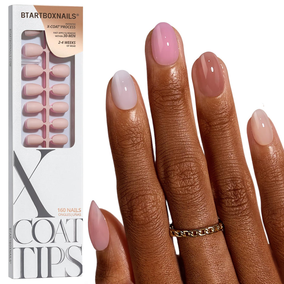 BTArtboxnails front packaging showing XCOATTIPS Bare kit and contents benefit convenience