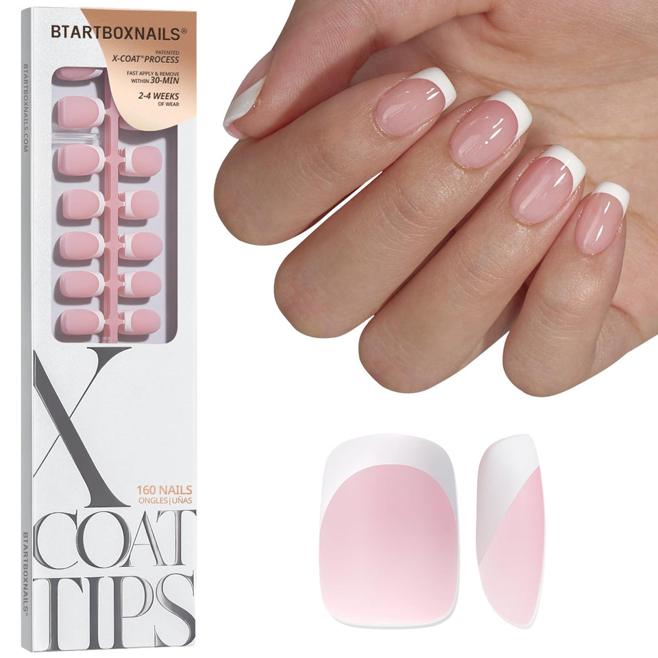 BTArtboxnails front packaging showing 160 French gel press-on nails and benefits
