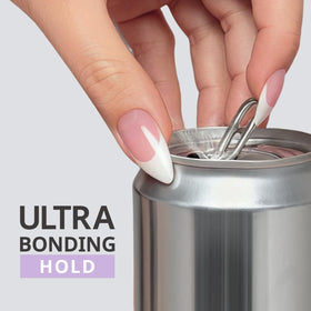 BTArtboxnails brush-on glue being applied to a press-on nail for secure hold