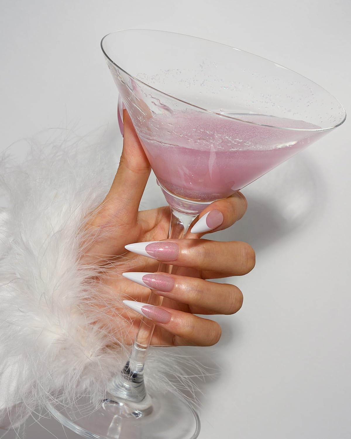 BTArtboxnails pink glitter base texture view highlighting subtle sparkle and natural look