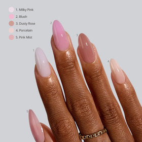 BTArtboxnails nails applied on hand model showcasing natural almond finish