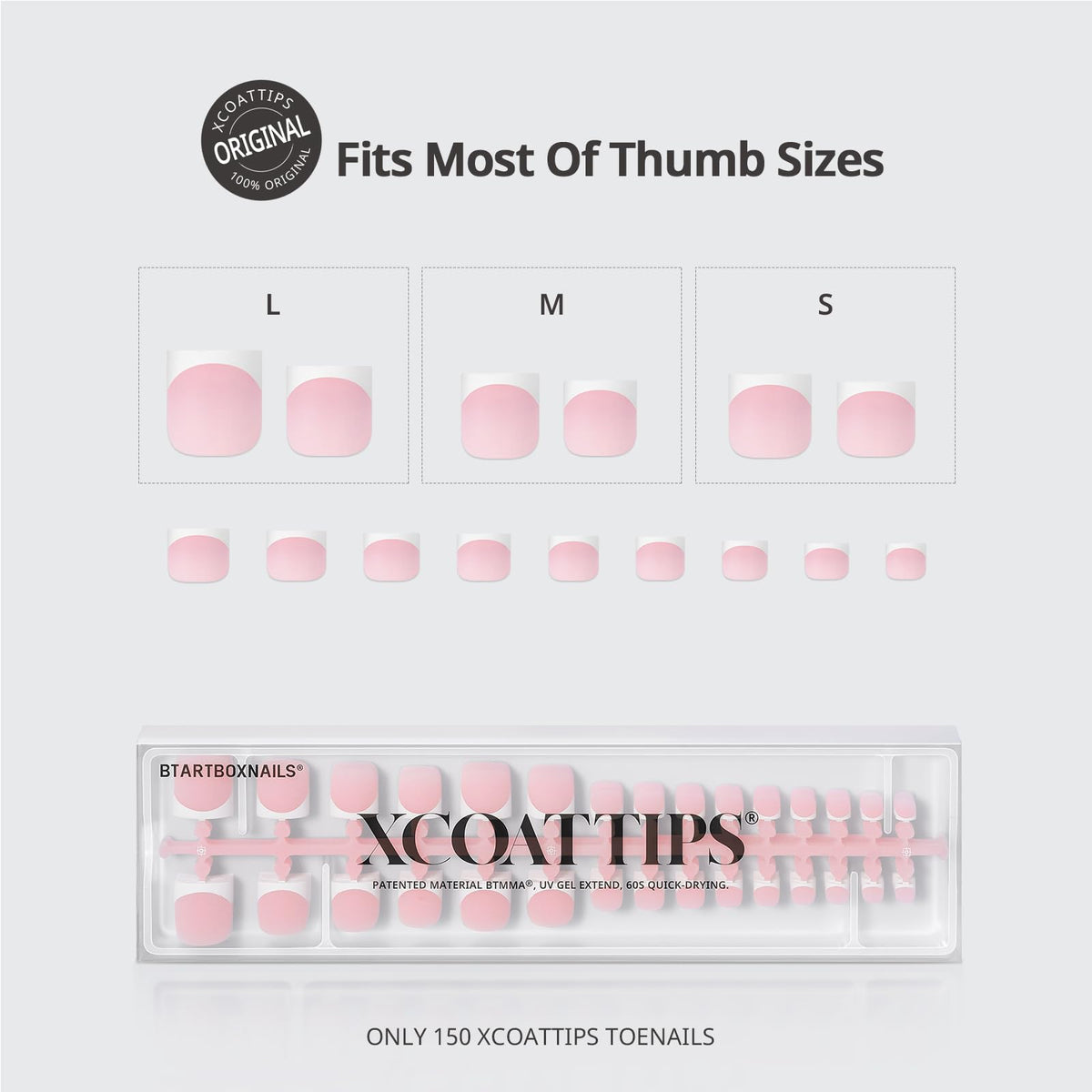 BTArtboxnails diagram of 15 sizes highlighting accurate fit and reduced gaps