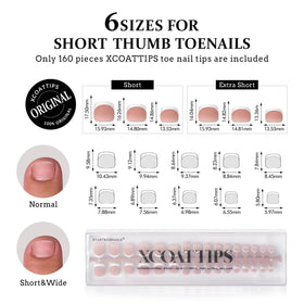 BTArtboxnails layout of six sizes showing range for different short toenail widths