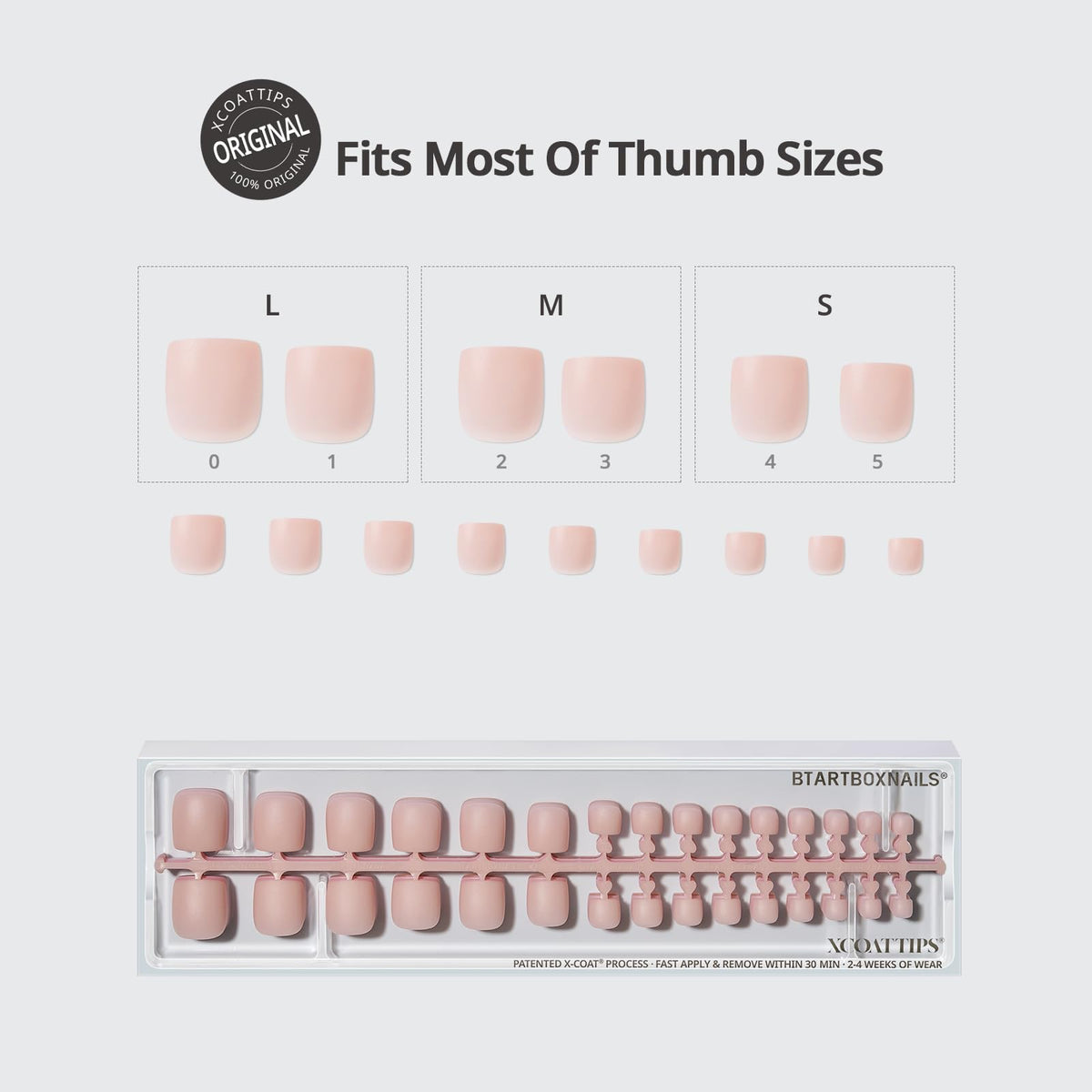 BTArtboxnails spread showing 15 sizes to ensure accurate fit and reduced filing