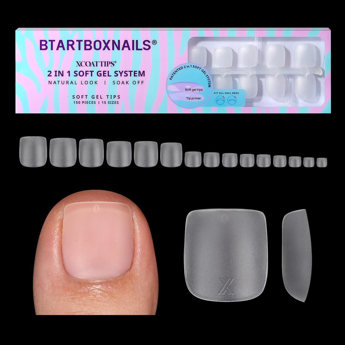 BTArtboxnails front packaging showing kit and sizes for quick identification and convenience