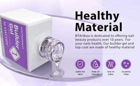 BTARTBOXNAILS top coat bottle with glossy cured nail demonstrating long-lasting high shine