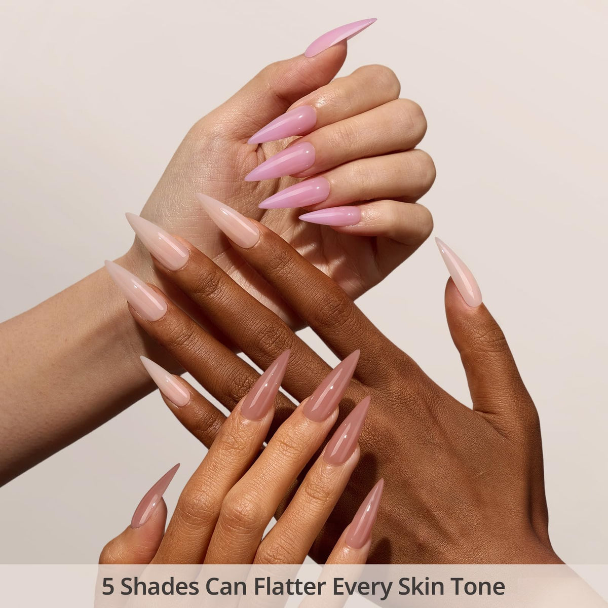 BTArtboxnails five nude shades displayed flat for easy shade selection