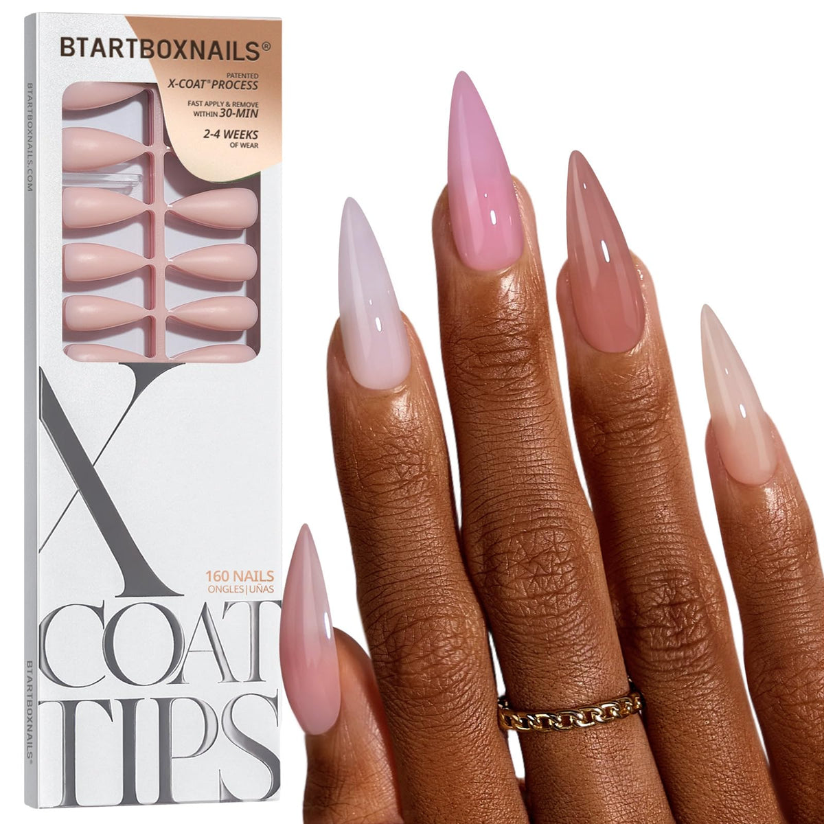BTArtboxnails front packaging showing full 160-piece set and benefits