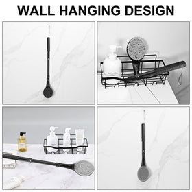 BTideas scrubber in shower demonstrating comfortable back reach