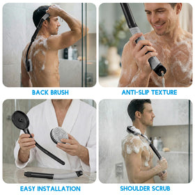 BTideas brush in use in shower demonstrating back coverage
