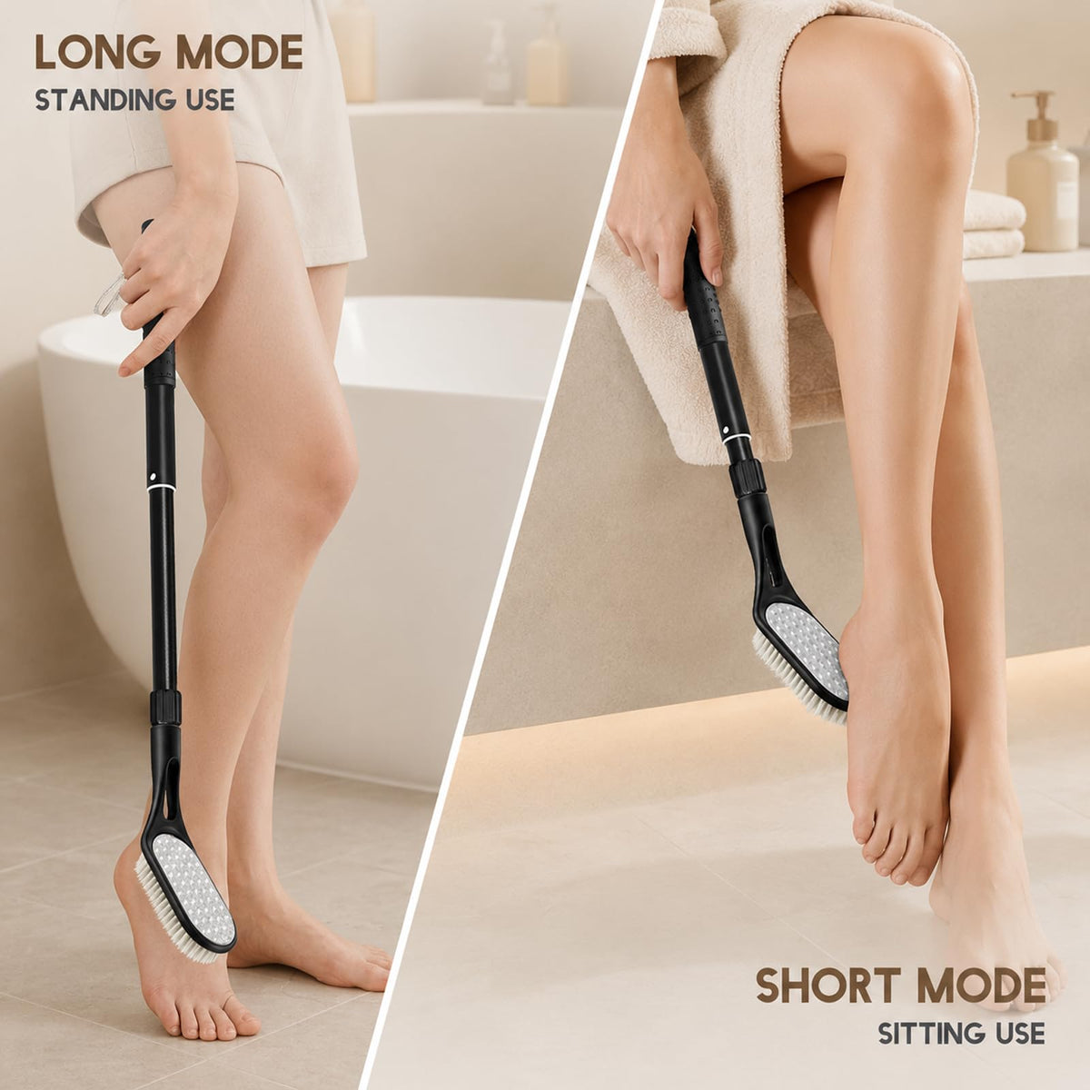 BTideas in-shower use with person cleaning foot, comfortable and non-slip grip