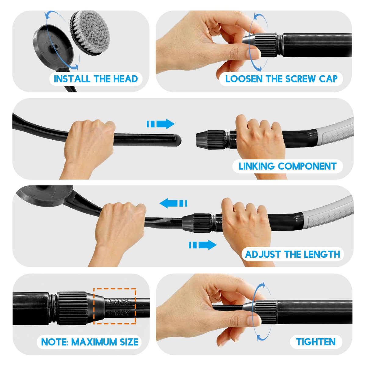 BTideas detachable head removed for cleaning and quick drying