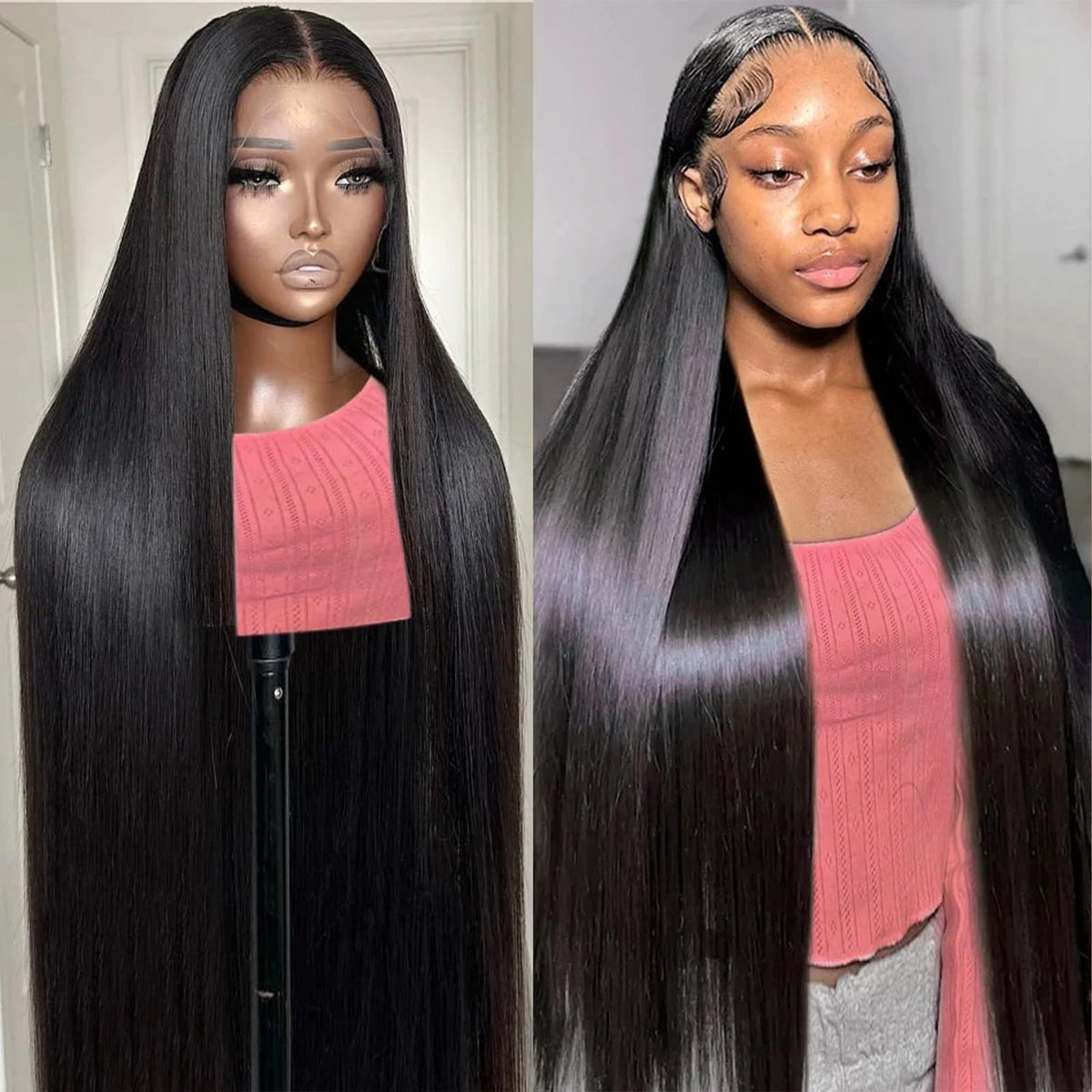 Btomar front view 30-inch wig showing natural hairline and volume