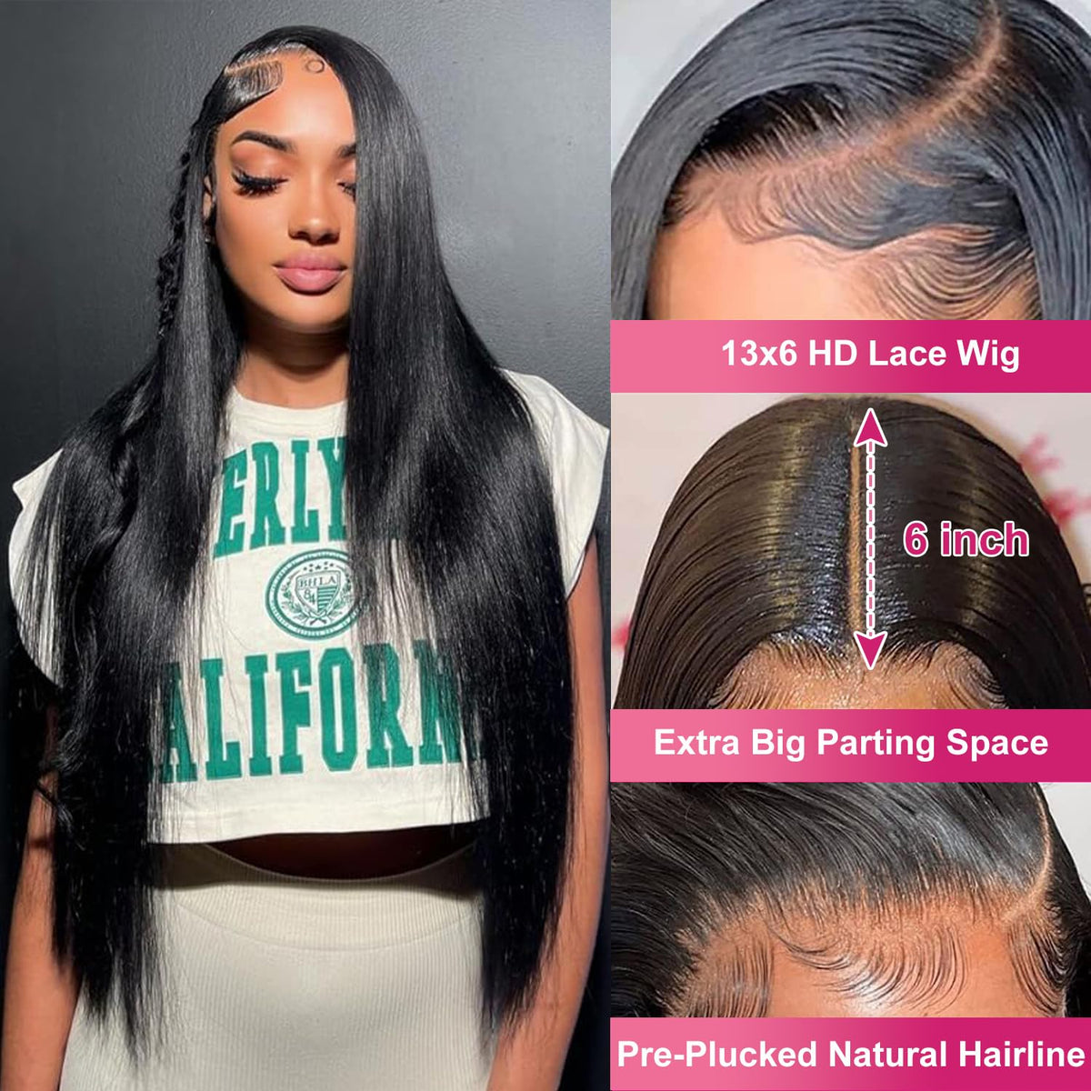 Btomar HD lace close-up revealing transparent lace and realistic parting