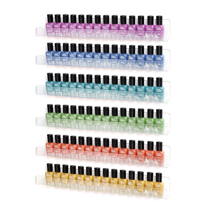 BTremary front view of clear six-shelf rack showing tidy polish display and easy selection