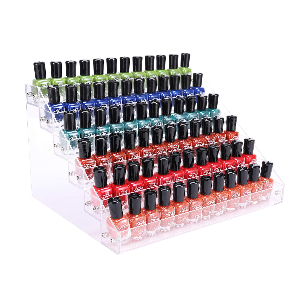 BTremary front view display rack showing clear tiers and organized bottles benefit easy selection