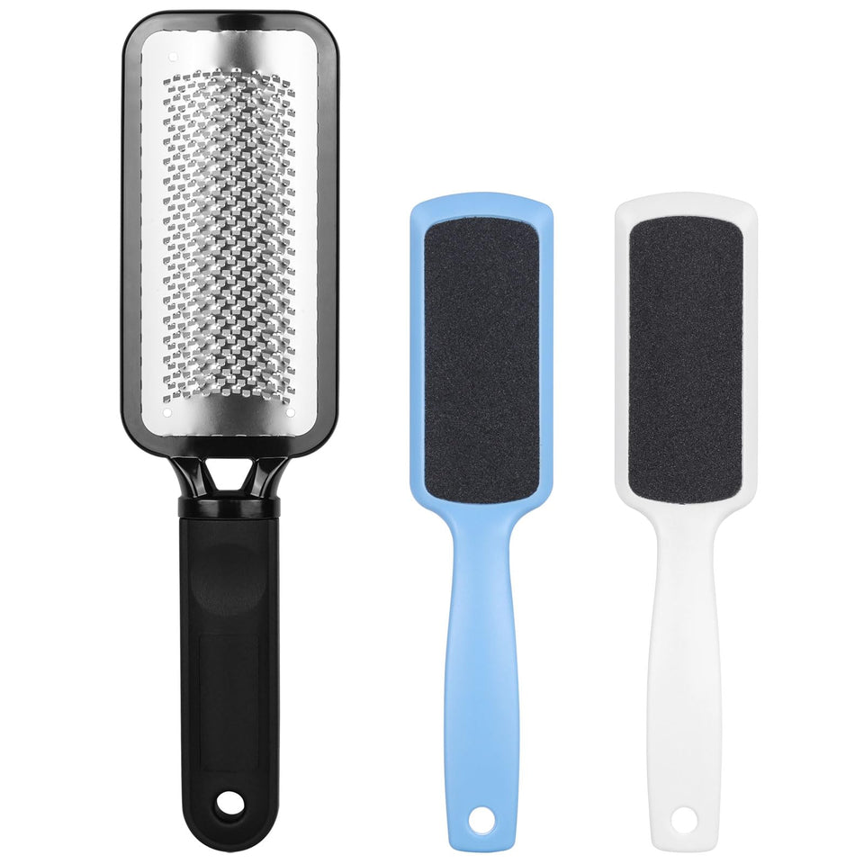 BTYMS front view of three-piece foot file kit showing organized tools and benefits
