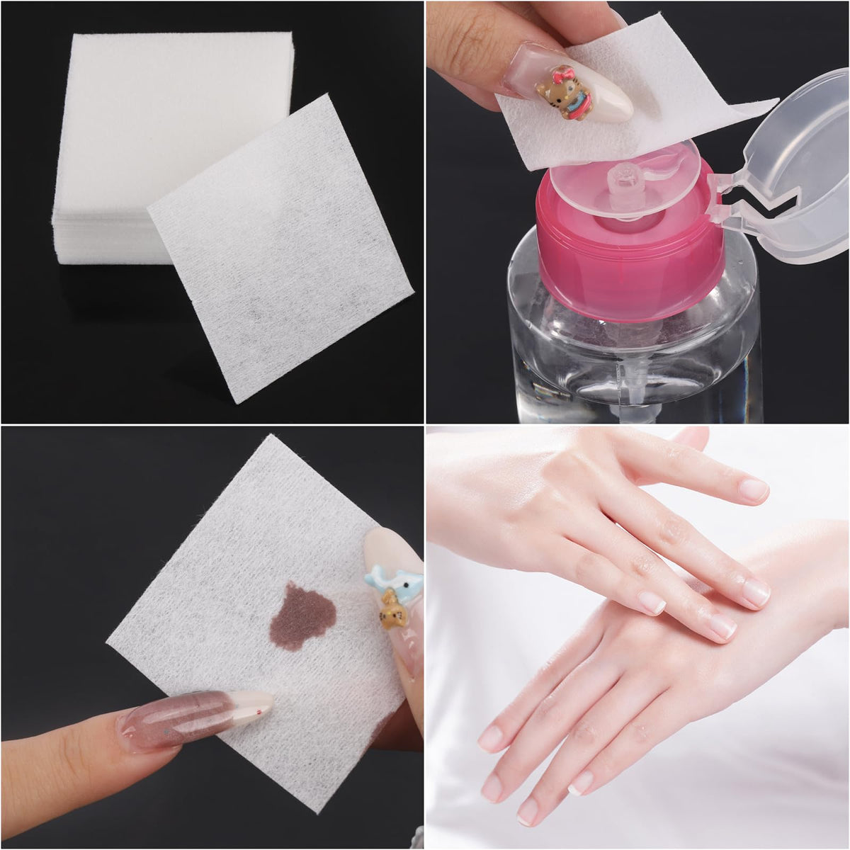 BTYMS pad with acetone removing polish demonstrating effective absorbency